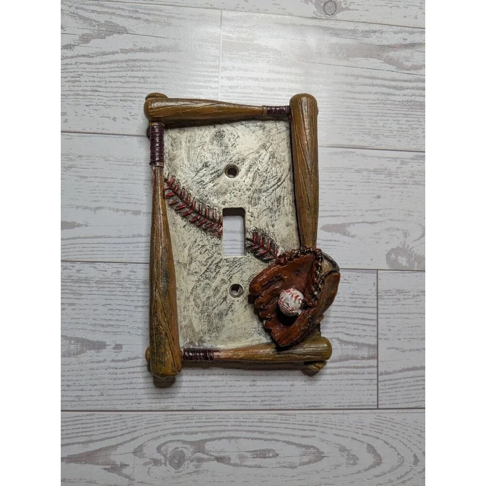 Hobby Lobby Baseball Bat & Glove Single Light Switch Cover Plate 3D Resin